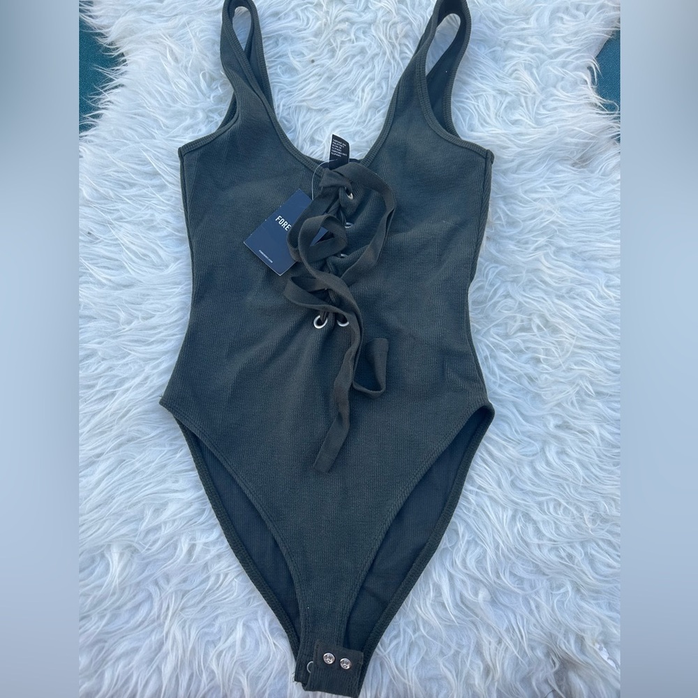 Forever21 silver Tone Eyelet Corset Lace Bodysuit - Picture 4 of 4